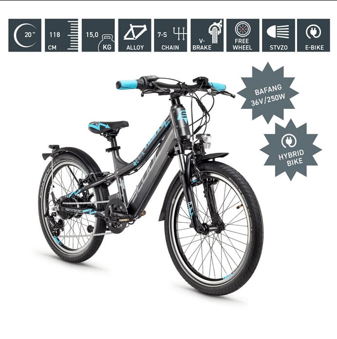S'cool E Bike Kinder e-troX 20" 7S Shimano Grau